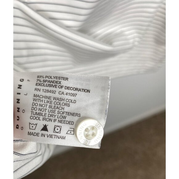 DUNNING GOLF MEN'S BLACK & WHITE STRIPE PERFORMANCE POLO SHIRT SZ XL - Picture 5 of 6